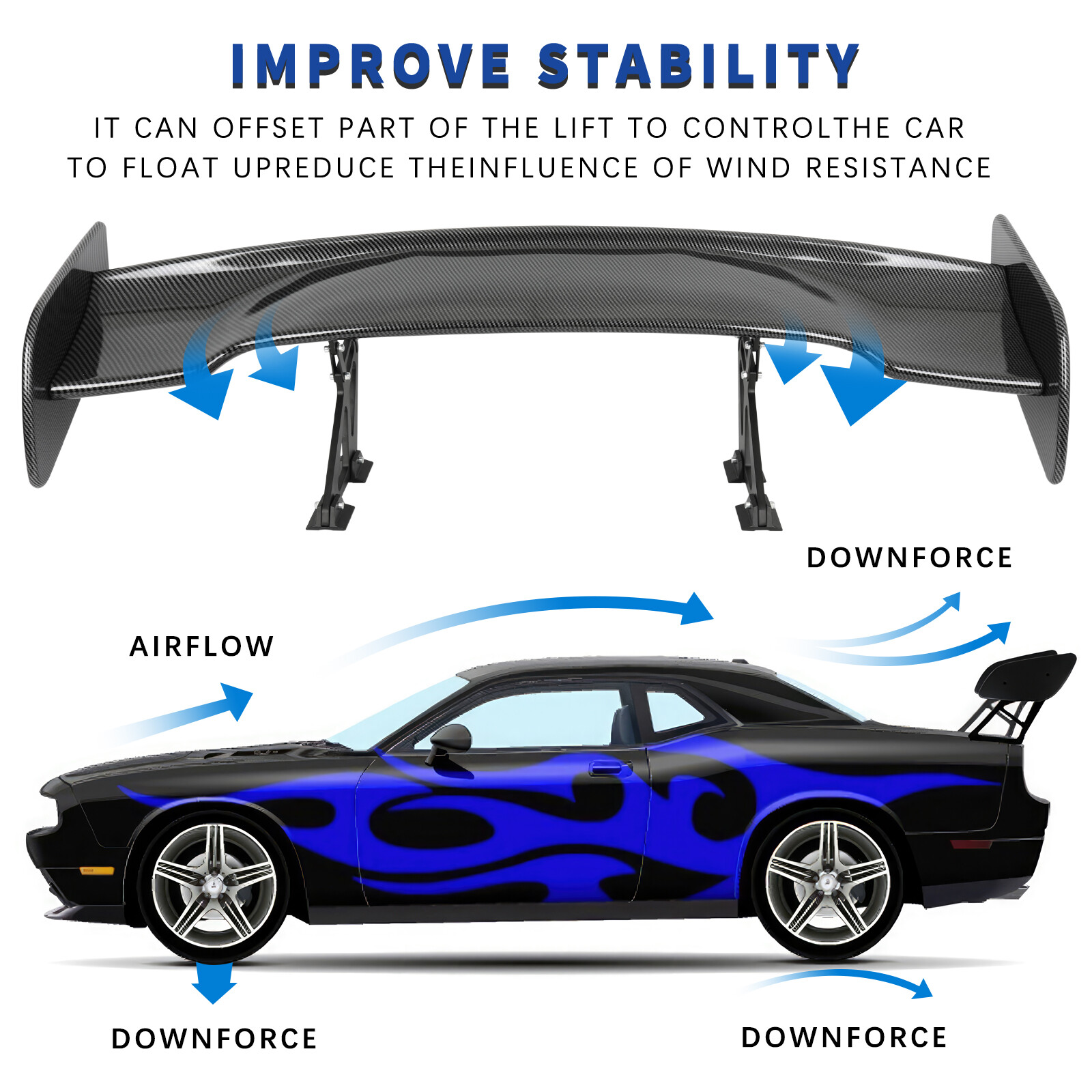 For Porsche 911 GT3 RS Coupe 46" Carbon Fiber Rear Trunk Spoiler GT Wing Racing