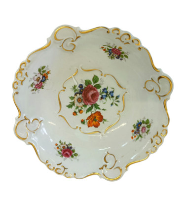 Vintage JRJS Porzellanschale Blumendesign mit Goldakzenten 62 Made in Romana