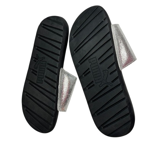 Puma Women Cool Cat 2.0 Slide Soft Leather Sandal Size 7 Silver/Gold/Black NEW - Picture 3 of 4