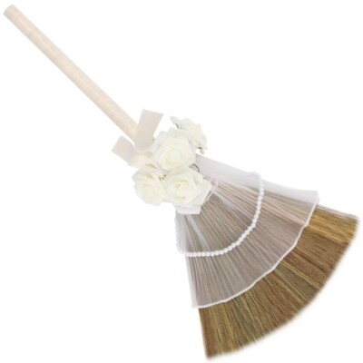 Wedding Broom for Jumping Ceremony, Decorative Jump Broom DIY With  Pearl Roses