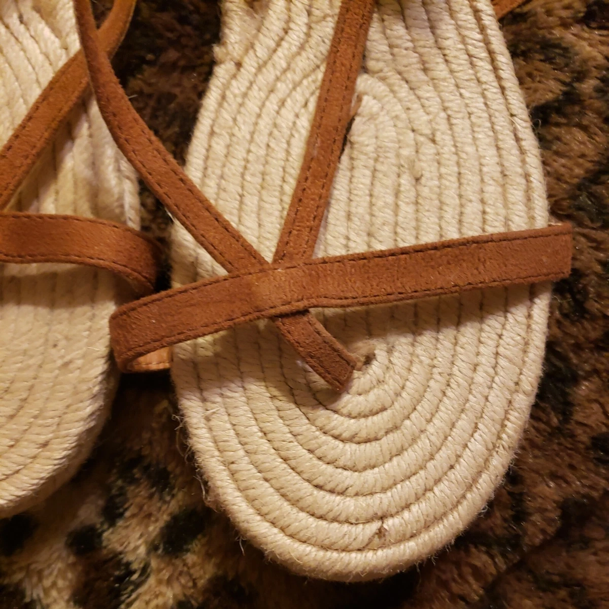 BANANA REPUBLIC Strappy Espadrille Gladiator Flat Sandals Cognac