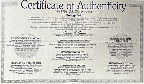 1992-S PRESTIGE PROOF SET / HARD TO FIND / UNC / ONLY (183,293) MINTED - 第 24/24 張圖片