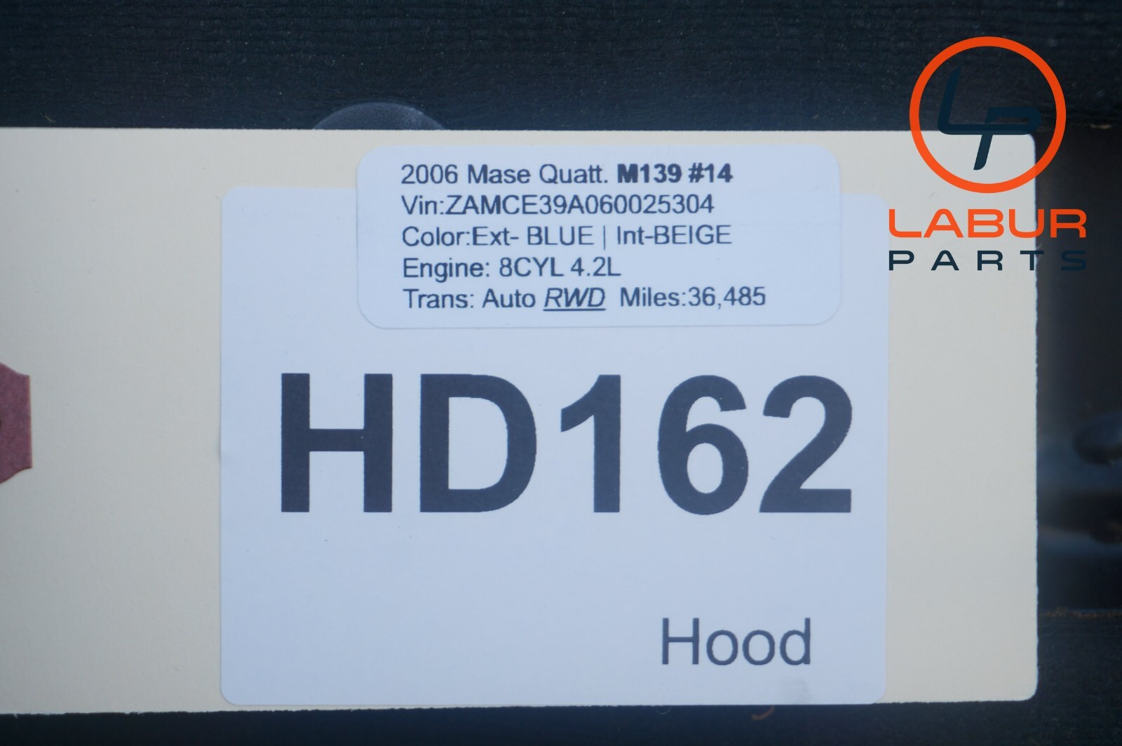 M139 03-13 Maserati Quattroporte Front Hood Panel Bonnet Blue 67213600 HD162
