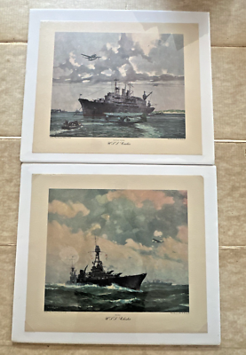 #ad 1940s Northern Pump Litho Lot of 2 WWII Navy USS Curtiss Chester Gordon Grant $45.00