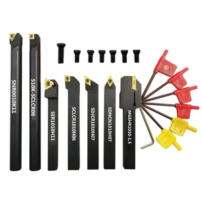 3/8'' 10mm Shank Indexable Carbide Lathe Turning Tool Holder Set Cutting Tools