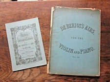 c1860 de Beriot Airs Complete Victorian Music Scarce Violin Piano Parts Boosey