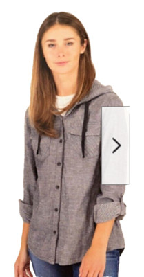 BOSTON TRADERS WOMEN'S HOODED DOUBLE FACE FLANNEL SHIRT(GRAY X-SMALL)NWT