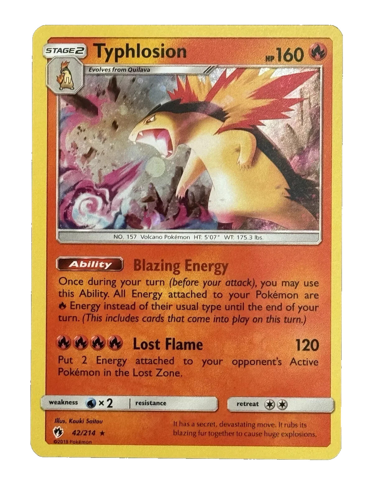 Typhlosion 42/214 Cosmos Holo Lost Thunder Promo Pokemon Card NM
