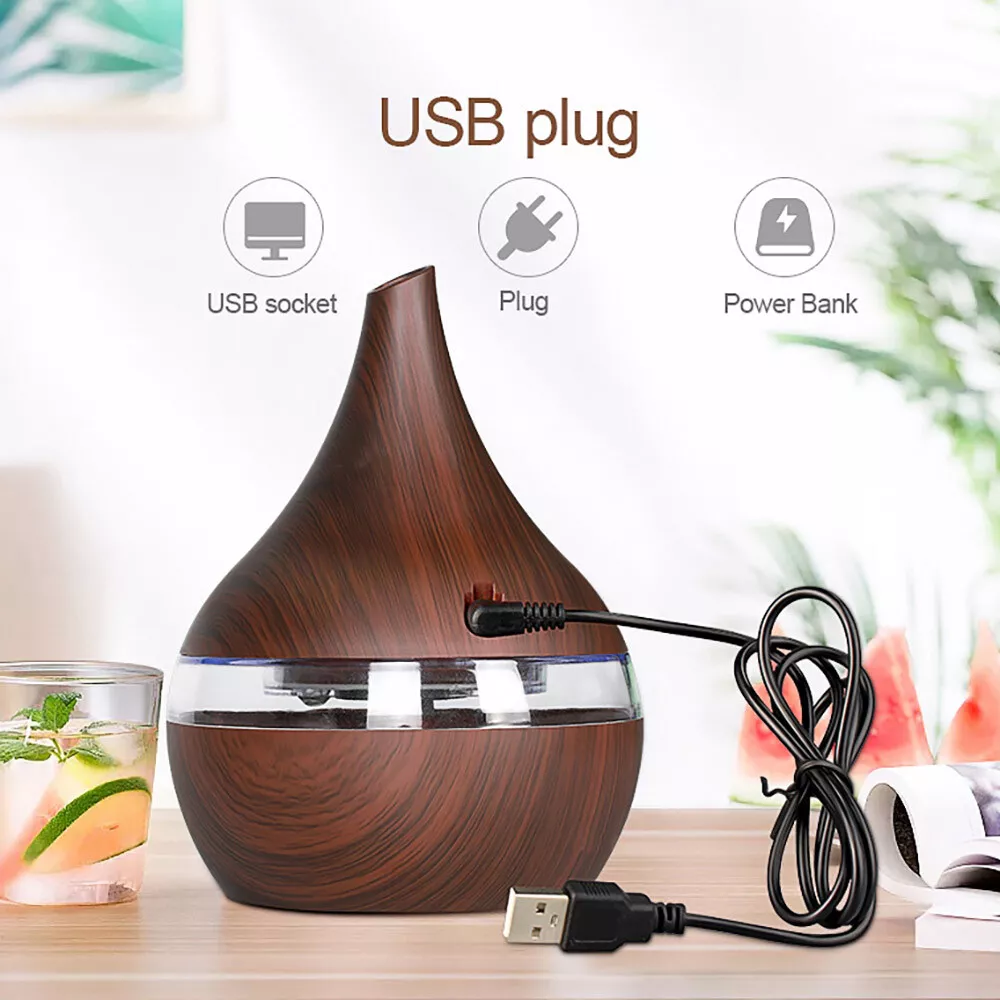 Humidificador de aire ultrasónico, difusor de aroma para aceites esenciales,  luz LED multicolor, ultra silencioso, cable USB, (2