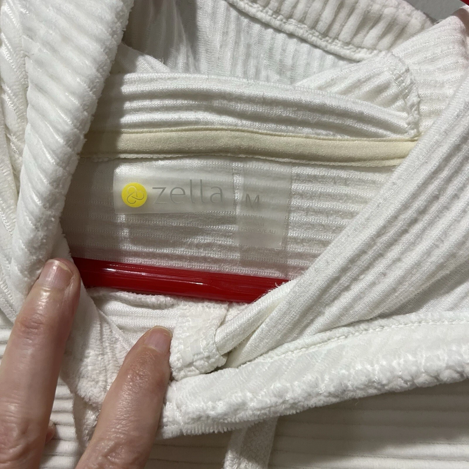 OFF WHITE Felpa con cappuccio strappata Zella bianco sporco taglia media maglione manica lunga morbido