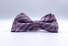Retreez Junior Bow Tie Pink And Grey Stripe 4-7 Years