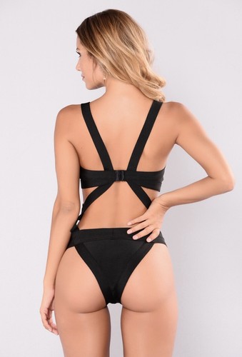 Fashion Nova Siempre Bandage Badeanzug schwarz Damengröße Small S neu mit Etikett - Bild 3 von 11