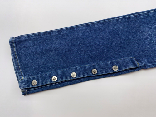 VTG Versace Jeans Couture Women's Blue Low-Rise Flared Jeans with Buttoned Hem - Picture 19 of 22