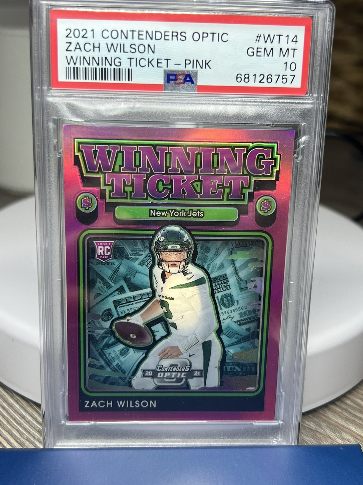 Zach Wilson Panini Contenders Optic Winning Tickets #WT14 Pink