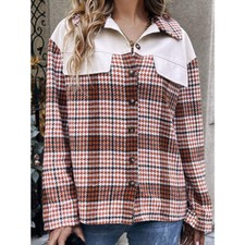 Plaid Collared Neck Drop Shoulder Jacket