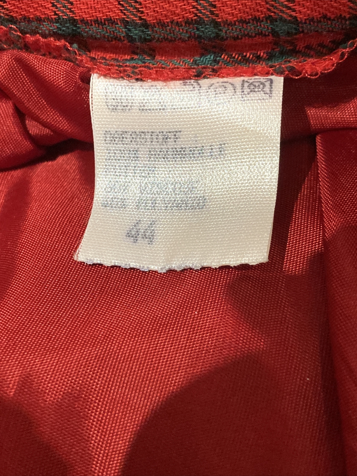 Vintage Austrian Dirndl Skirt Red/Black/Green Check Size 44, Lace Edge 9