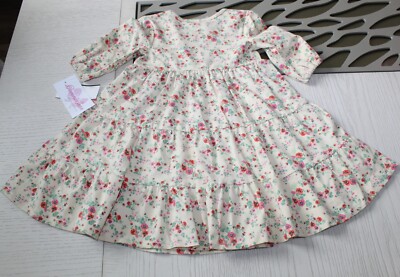Bonnie Jean Toddler Girls Three Quarter Sleeved Cotton Spandex Knit Tiered Dress - Ivory - Size 4/4t