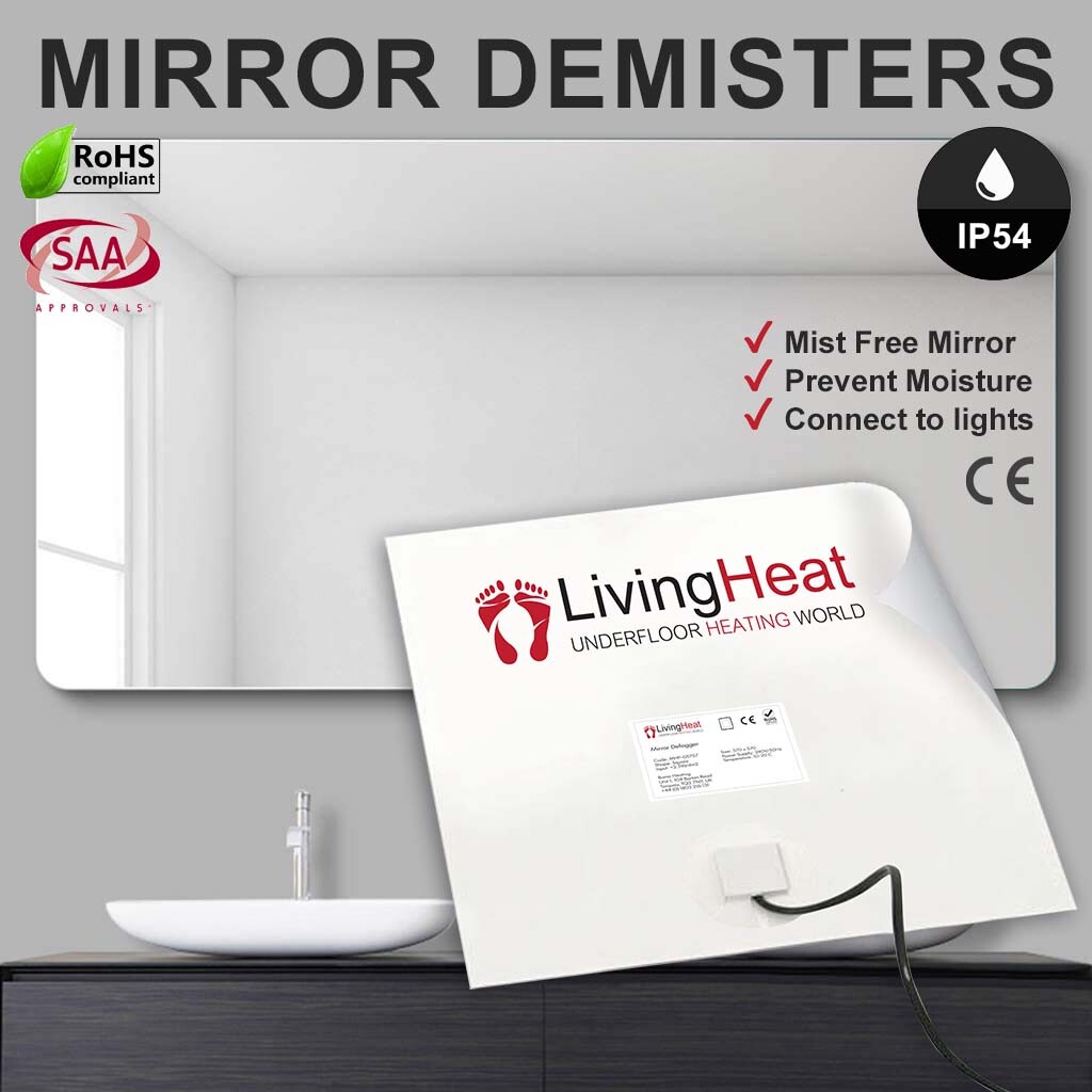 Bathroom Mirror Demister Demisting Heating Pad Steam Free In Square Round  Large | eBay