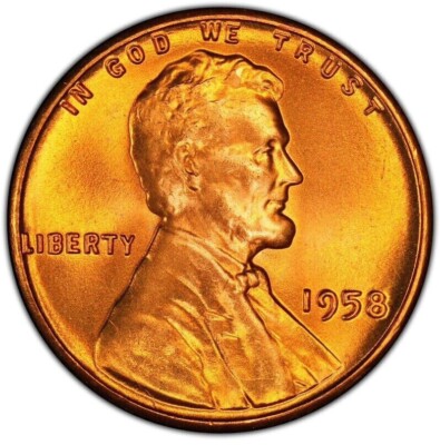   1958 P GEM BU Lincoln Wheat Cent from OBW Roll Red Shiny UNCIRCULATED Coin
