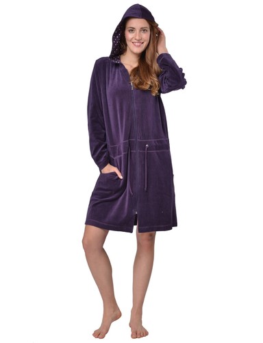 Damen Kapuzen Bademantel Saunamantel Morgenmantel Wellness Baumwolle Pyjamas - Bild 18 von 47