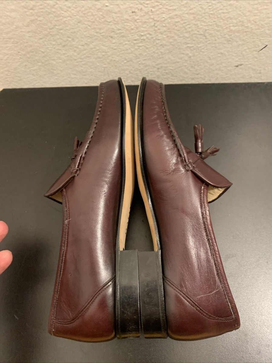 VINTAGE BALLY MARTIN LEATHER BURGUNDY SLIP TASSEL LOAFER  display picture 2