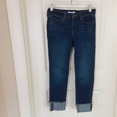 LOFT Modern Straight Frayed Cuff Jeans Women's SIZE Petite