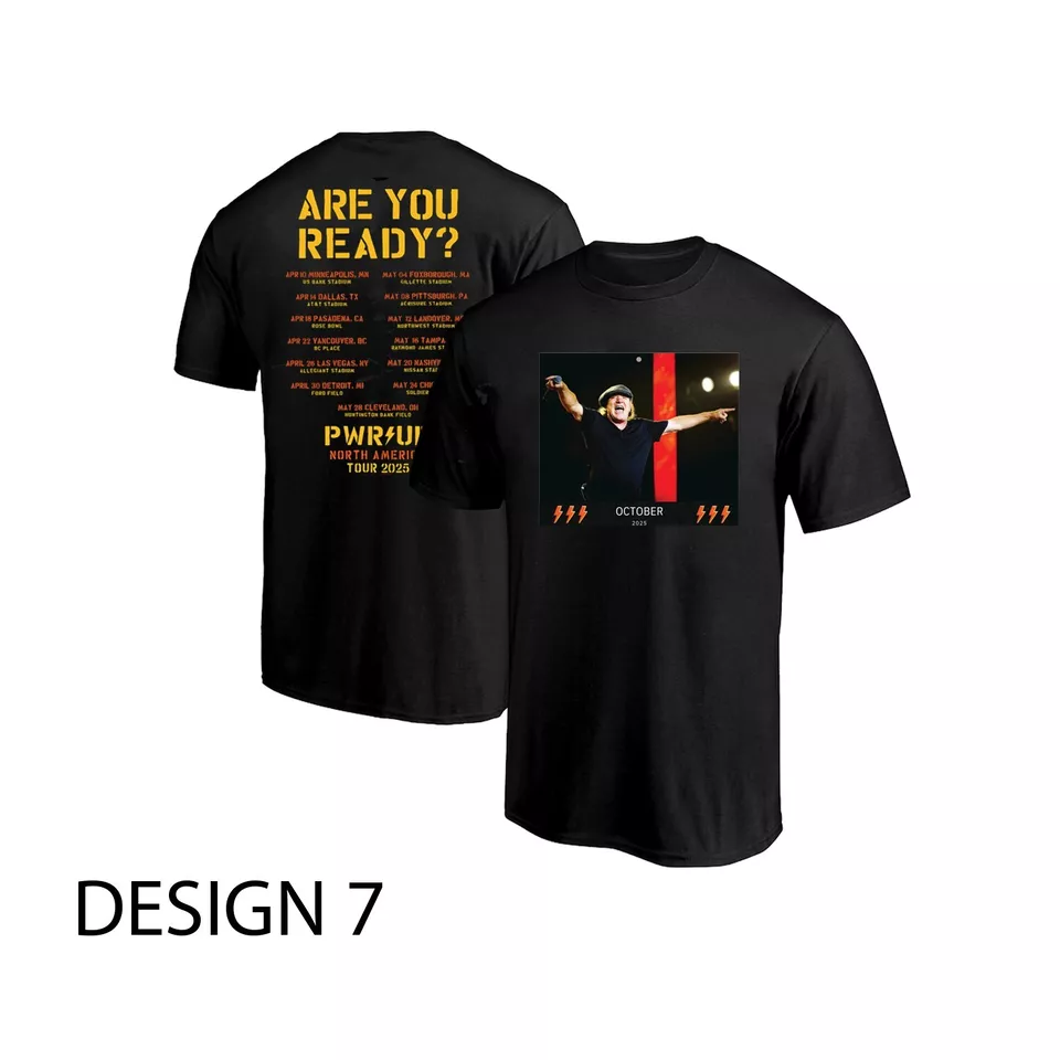 PWR UP 2025 ACDC Are You Ready Tour Dates T-Shirt Power Up North American 20256