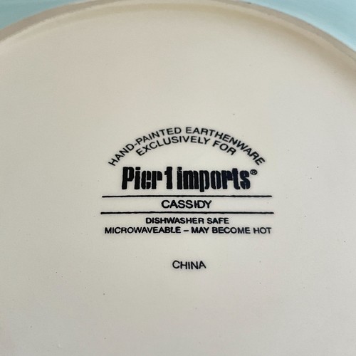 Pier 1 Cassidy Salad Luncheon Plate Blue Floral Brown 8.25" Square Replacement - Picture 7 of 7