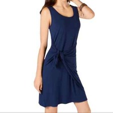Style & Co Faux Wrap Sleeveless Dress Scoop Neck Navy Blue Womens XS NWT