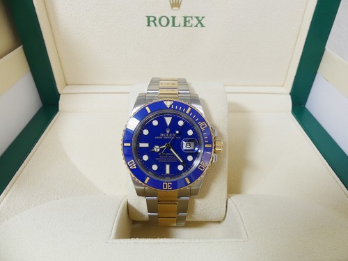 Rolex SS/18K YG piatto blu Submariner ceramica data 116613 serie "casuale" 40mm - Foto 2 di 13