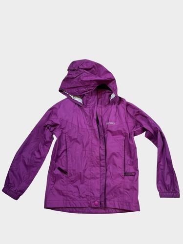 Magenta Marmot Hooded Zipper Rain Jacket Youth Girls Size XS