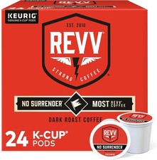 REVV No Surrender, Single-Serve K-Cup Pods, Dark Roast Coffee, 24 Count