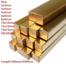 H59 Brass Square Bar Solid Rod 5/6/8/10/12/15/20 X 5/6/8/10/12/15/20 L250/500mm