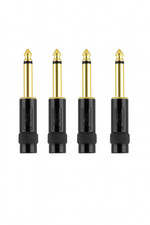 4 Pcs 1/4" 6.35mm TS Mono Metal Male Plug Audio Guitar Cable Jack Connector