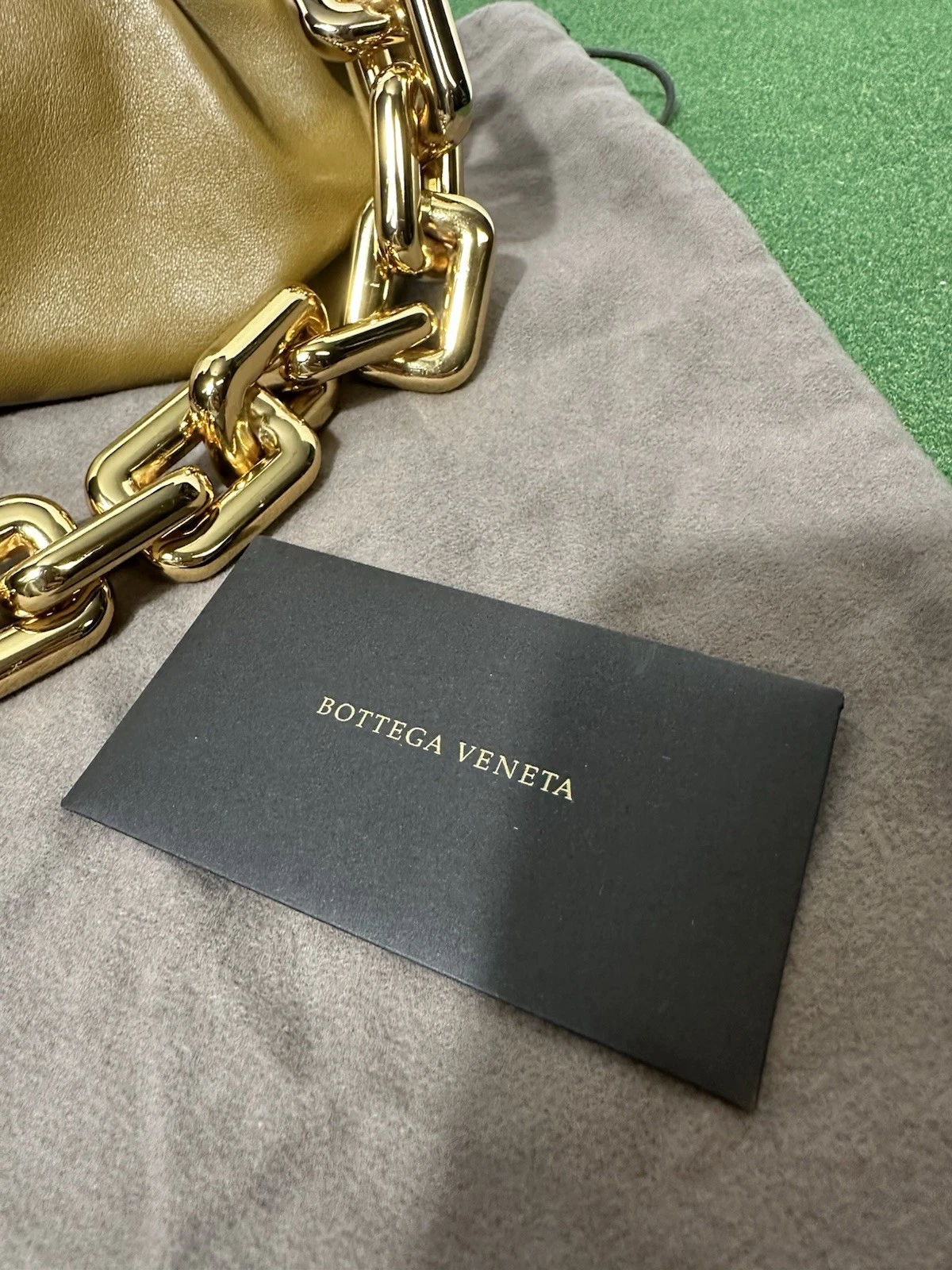 Borsa a tracolla Bottega Veneta The Chain Pouch pelle di vitello marrone Entrupy COA