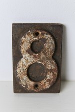 Antique/Vintage Cast Iron Railway sign Plate Signage House Number 8