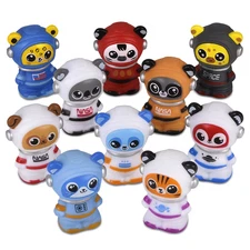 10-Pack 2" Rubber Animal Astronaut Bath Toys 🐻🦊🐰 | Space Explorer Assortment
