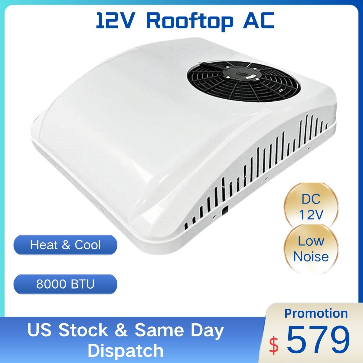12V Rooftop Air Conditioner Electric Roof AC Unit Fit Truck RV Motorhome Caravan
