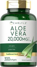 Aloe Vera 20,000 mg  300 Softgels  Aloe Vera Gel Supplement  by Carlyle