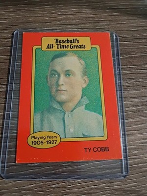 1987 Hygrade Baseball's All-Time Greats - Ty Cobb Orange Border/ Red Box on Back