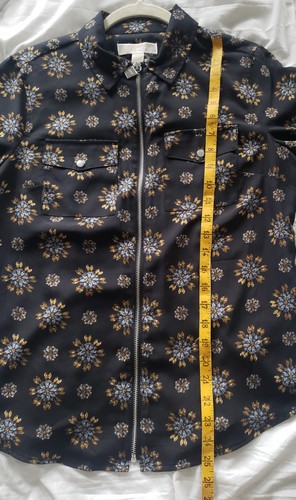 MICHAEL KORS MICHAEL BLK Shirt Paisley Print Zip-Up Front Sz P/M NEWTags VINTAGE - Picture 7 of 13