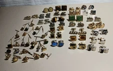 Huge Vintage Lot of 25 Pairs Cufflinks & 27 Tie Lapel Pins, Swank And Others