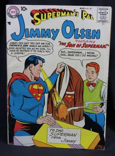Vtg Superman's Pal Jimmy Olsen Comic Book Son of Dad #30 DC 1958 Silver Estate