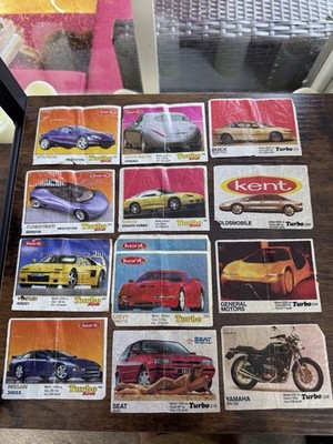 30+ Kent Turbo Super Classic 90s Gum Stickers Lot Bugatti Lamborghini McLaren