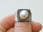 SILPADA Freshwater PEARL Hand Hammered Sterling Silver Ring Size 9 Vintage