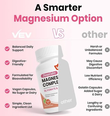 VEV DEEPCALM MAGNESIUM COMPLEX FOR WOMEN   GLYCINATE, MALATE, B6, L-THEANINE