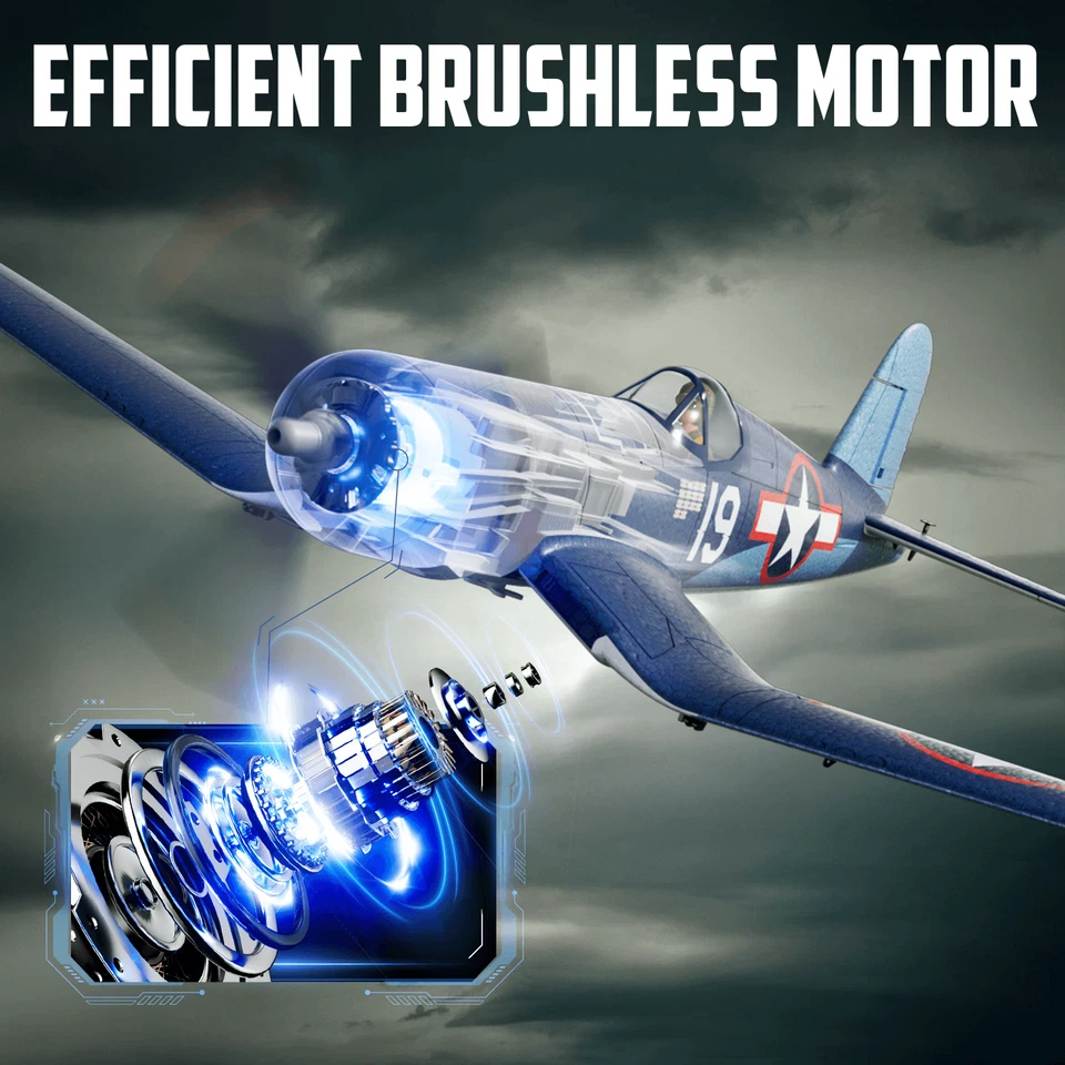 Avión RC Volantexrc F4U Corsair sin escobillas, envergadura 500 mm de combate, con 2 baterías Foto 3 de 4