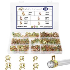 150Pcs Spring Band Hose Clamps Assortment Kit, Fuel Line Hose Clamps, Low Pre...