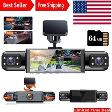 Dash Camera 1080P Front Rear Dash Cam 4Channel Night Vision Adjustable 64GB NEW