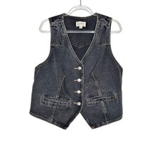 Universal Thread Denim Vest Size 17 Black V-Neck Button Front Western Cowgirl